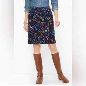 Talbots Plus Cotton Corduroy A-Line Skirt in Pretty Floral Size 18W
